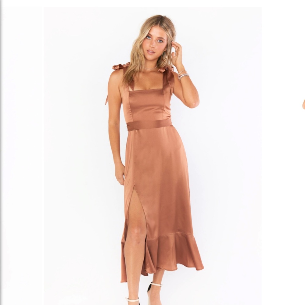 Show Me Your MuMu - Claire Midi Dress, Copper Luxe Satin